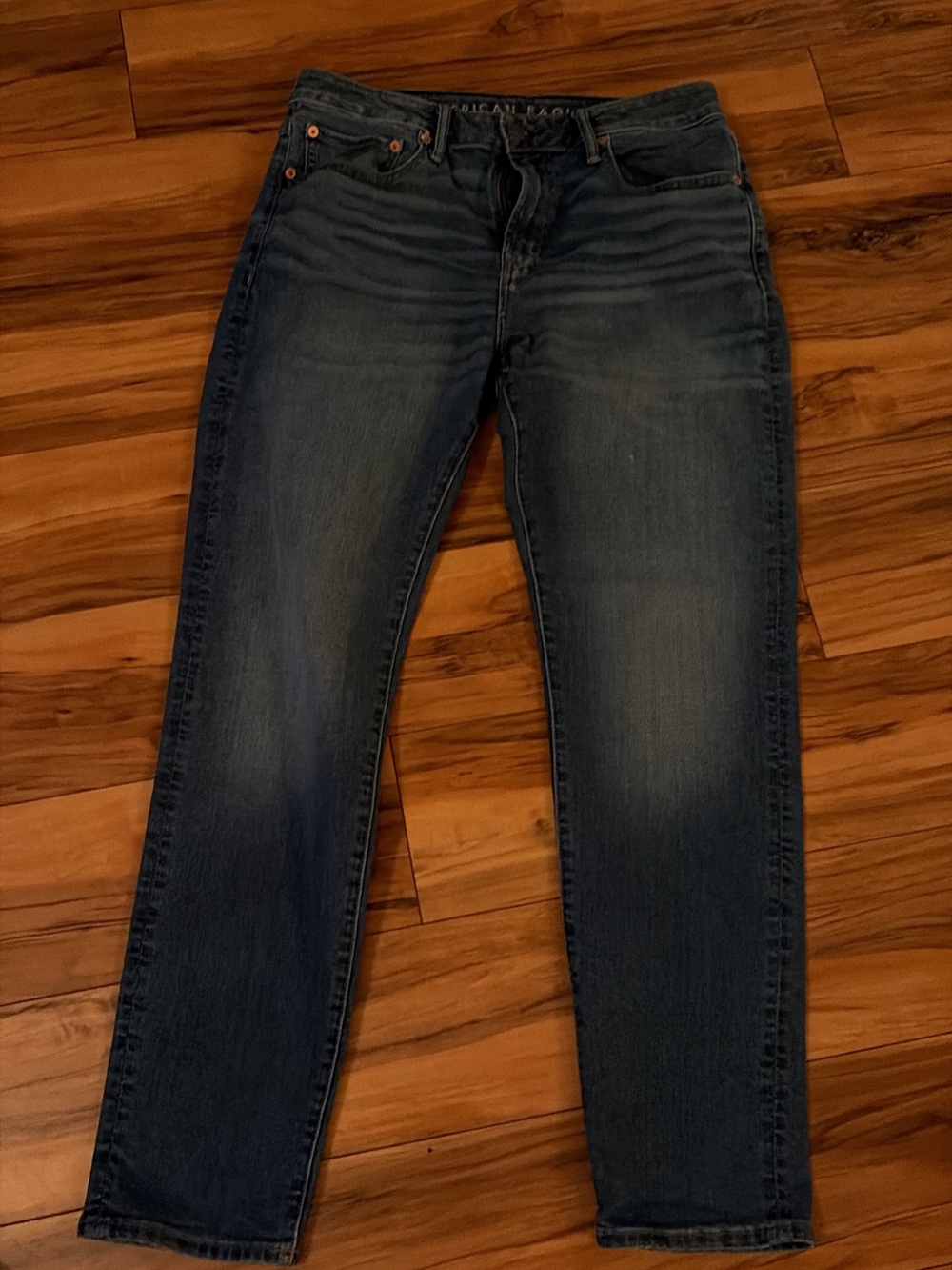 American Eagle Outfitters Athletic Fit Straight Dark Blue Jeans